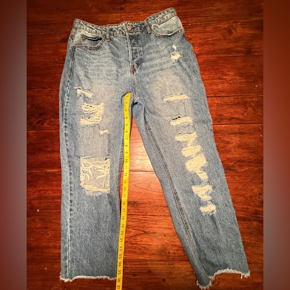Vanilla Star 90s Boyfriend Jeans Distressed High Rise Button Fly Size 13 - Picture 9 of 14
